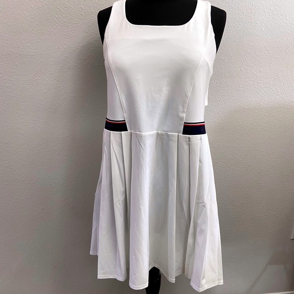 G/FORE Dresses & Skirts - G/Fore G4 Womens XL Pleated Dress Tennis Golf Racerback Stretch White NWOT